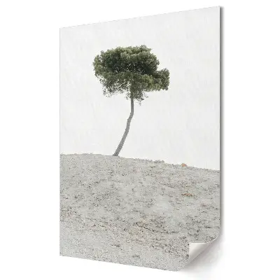 Plakat na materiale polycanvas Samotne drzewo na pustynnym tle
