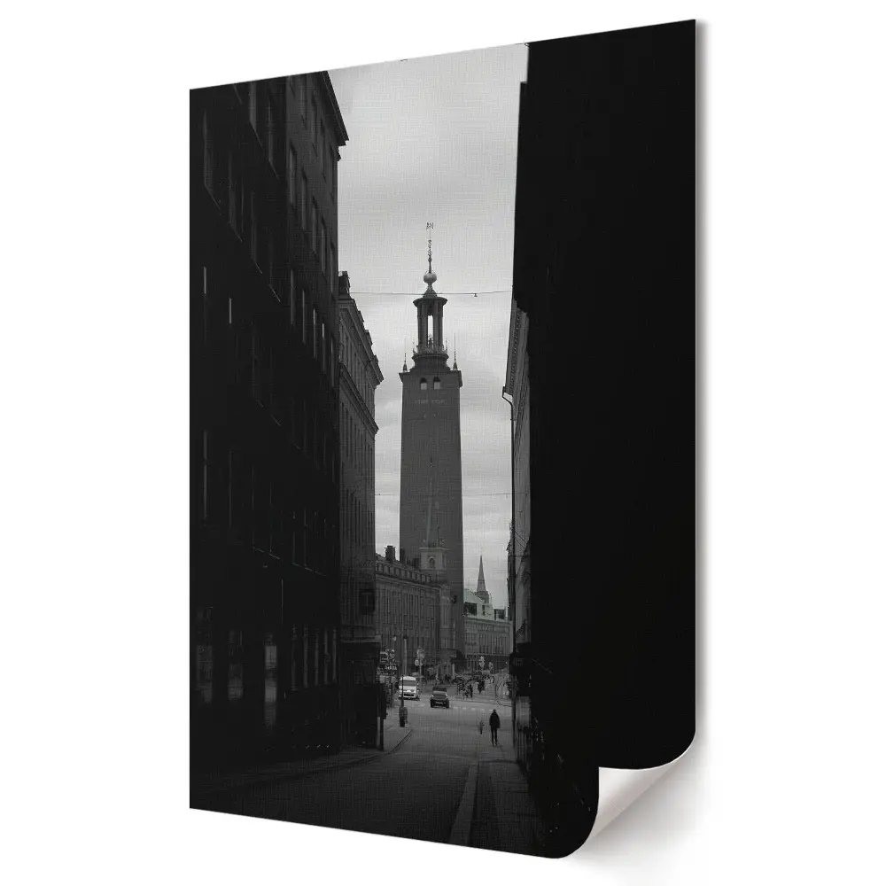 Nowoczesny plakat dekoracyjny Zimowy pejzaż miasta w monochromie
