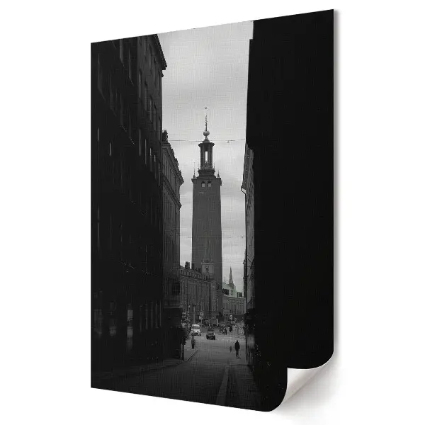 Nowoczesny plakat dekoracyjny Zimowy pejzaż miasta w monochromie