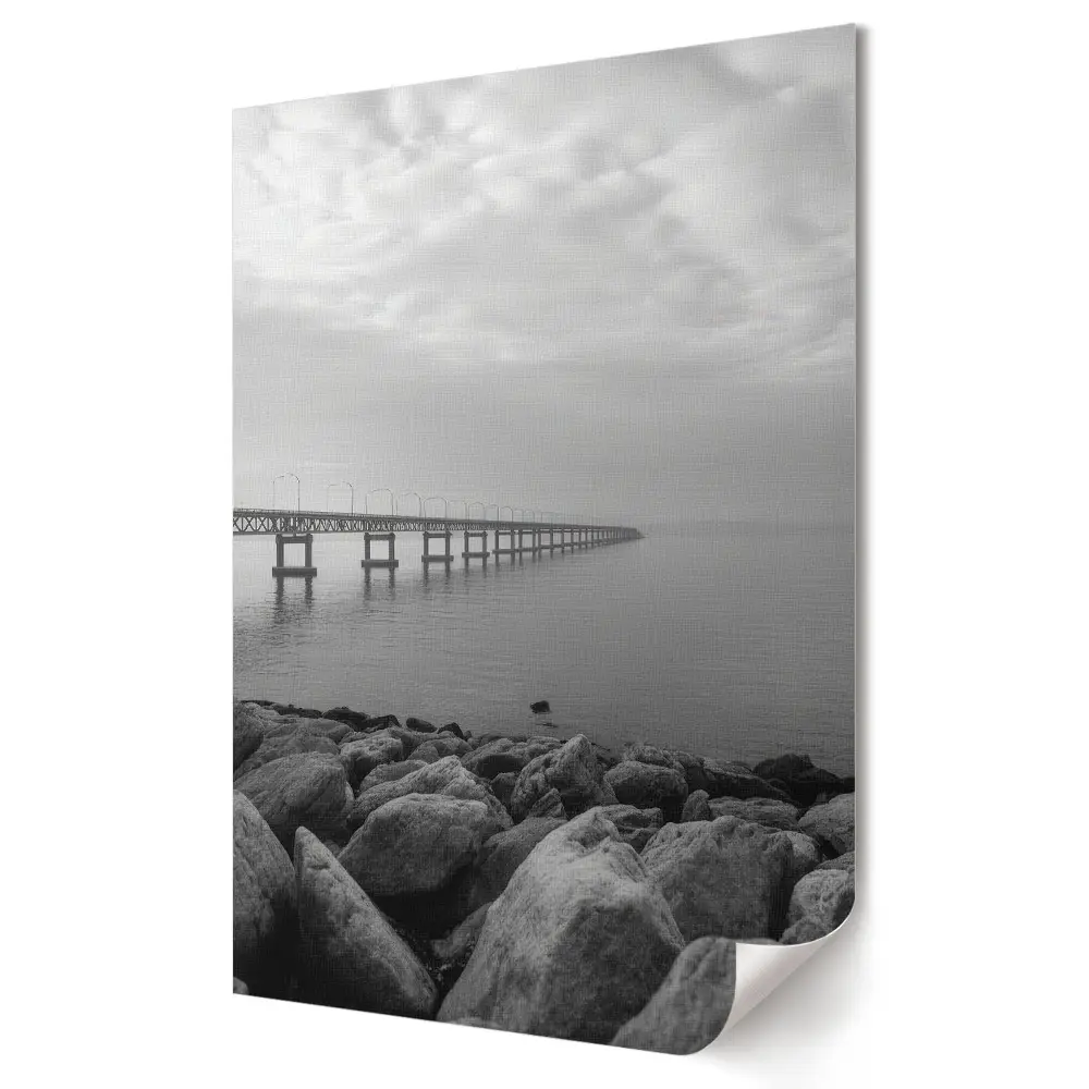 Nowoczesny plakat dekoracyjny Spokojny Port w odcieniach szarości