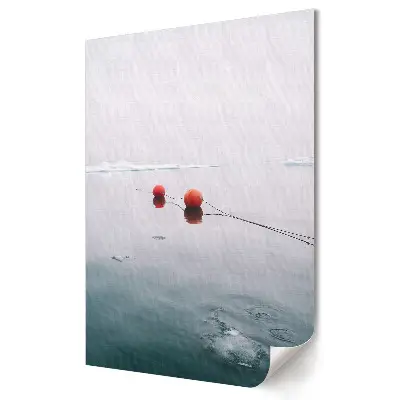 Plakat na materiale polycanvas Spokojne wody z pomarańczowymi bojami