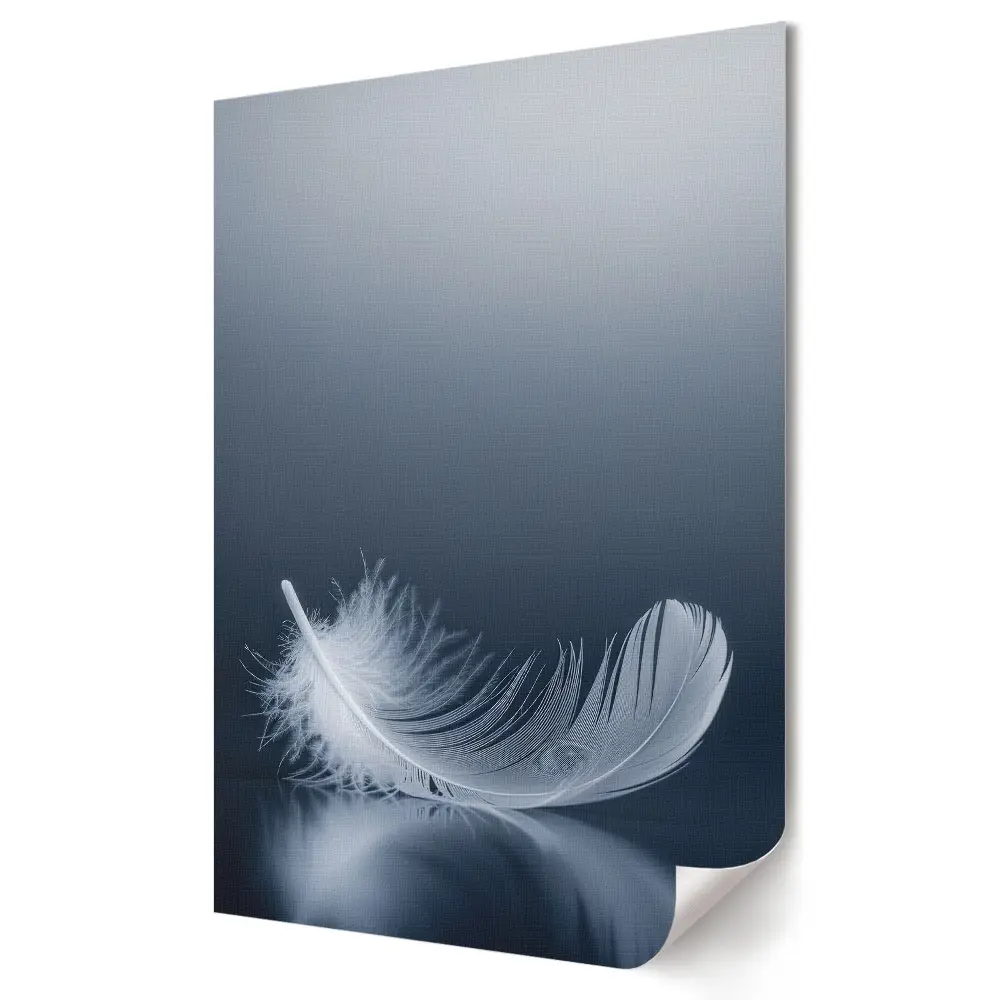 Plakat na materiale polycanvas Delikatność pióra na spokojnym tle