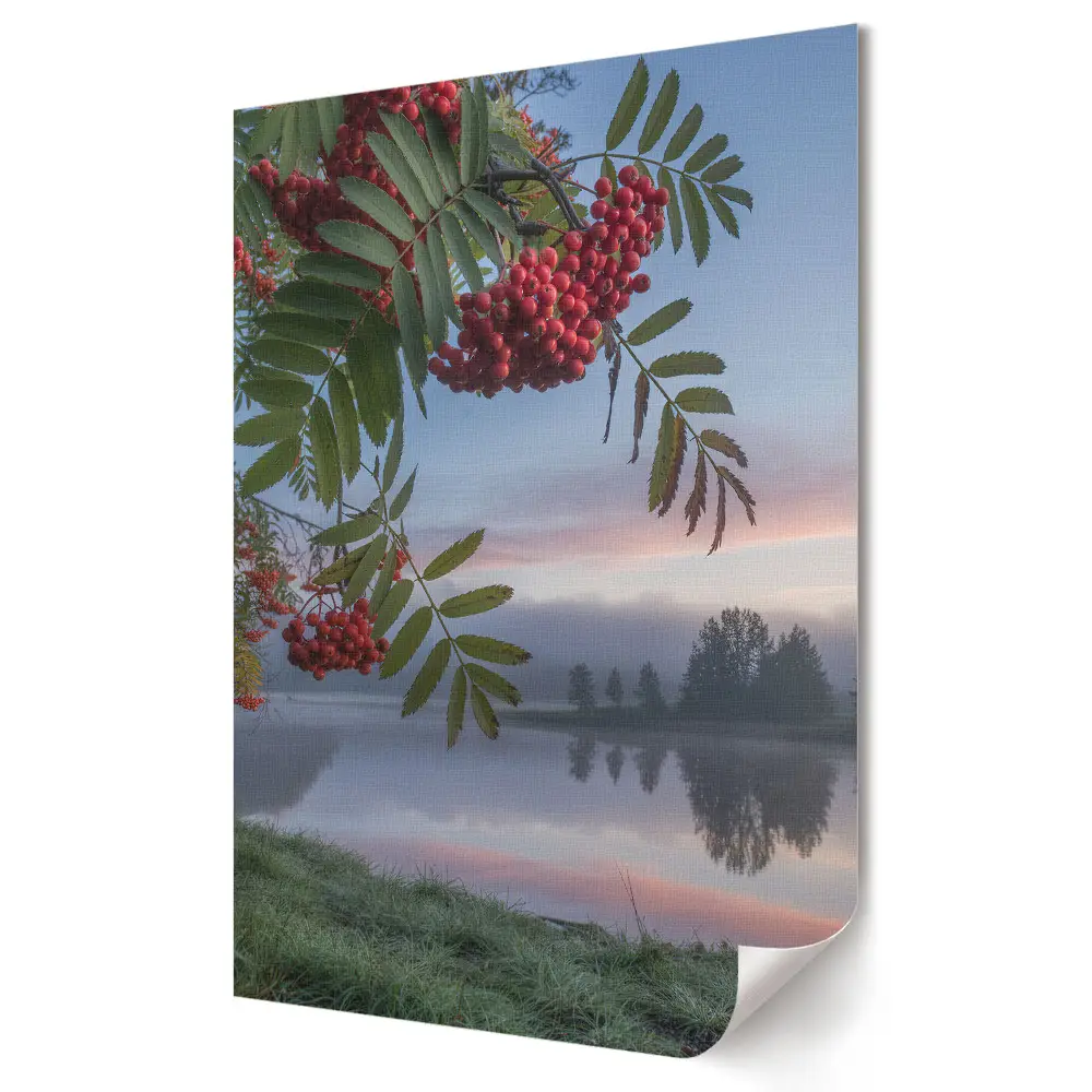 Stylowy plakat na ścianę Spokojny poranek nad jeziorem