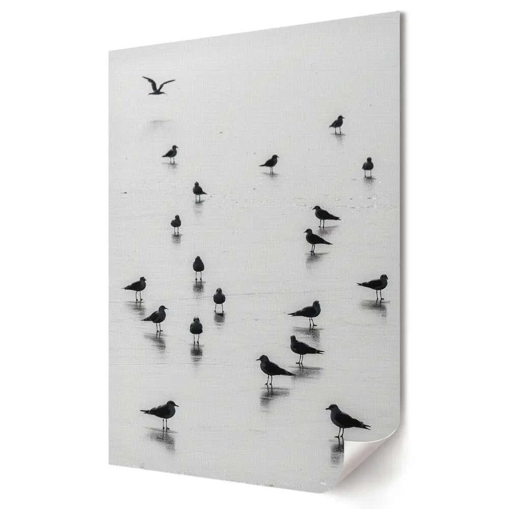 Plakat na materiale polycanvas Cisza nadmorskiego poranka z ptakami