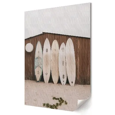 Plakat na materiale polycanvas Spokój na plaży z motywem surfingowych desek