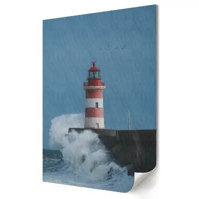 Plakat na materiale polycanvas Latarnia morska w burzliwym morzu