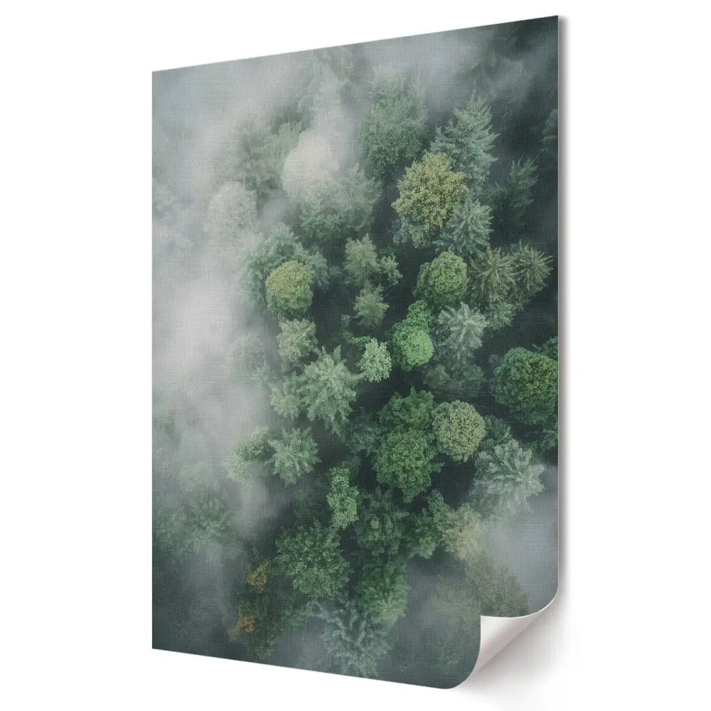 Plakat na materiale polycanvas Zielona Oaza w Mglistym Lesie