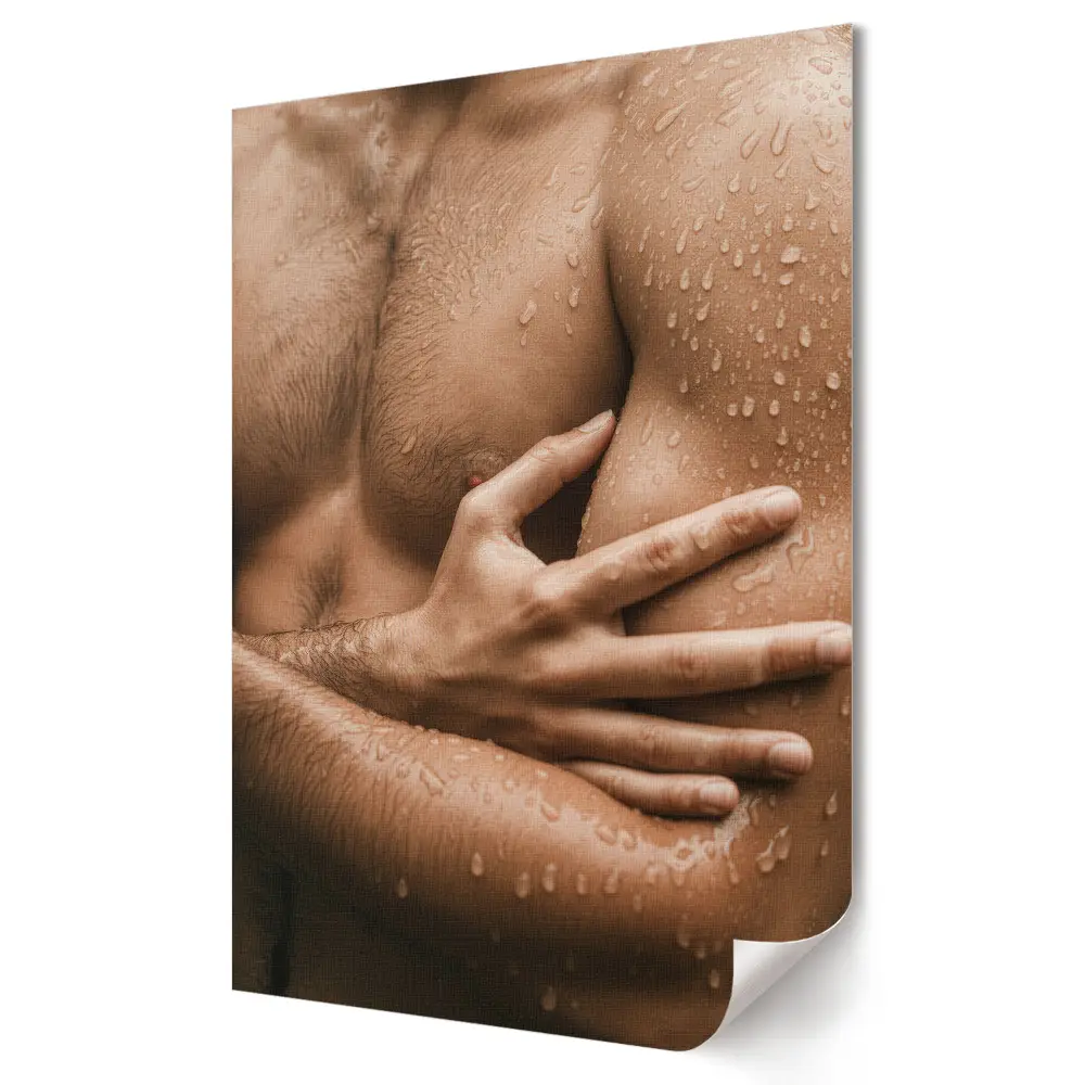 Plakat na materiale polycanvas Intymność w kroplach wody