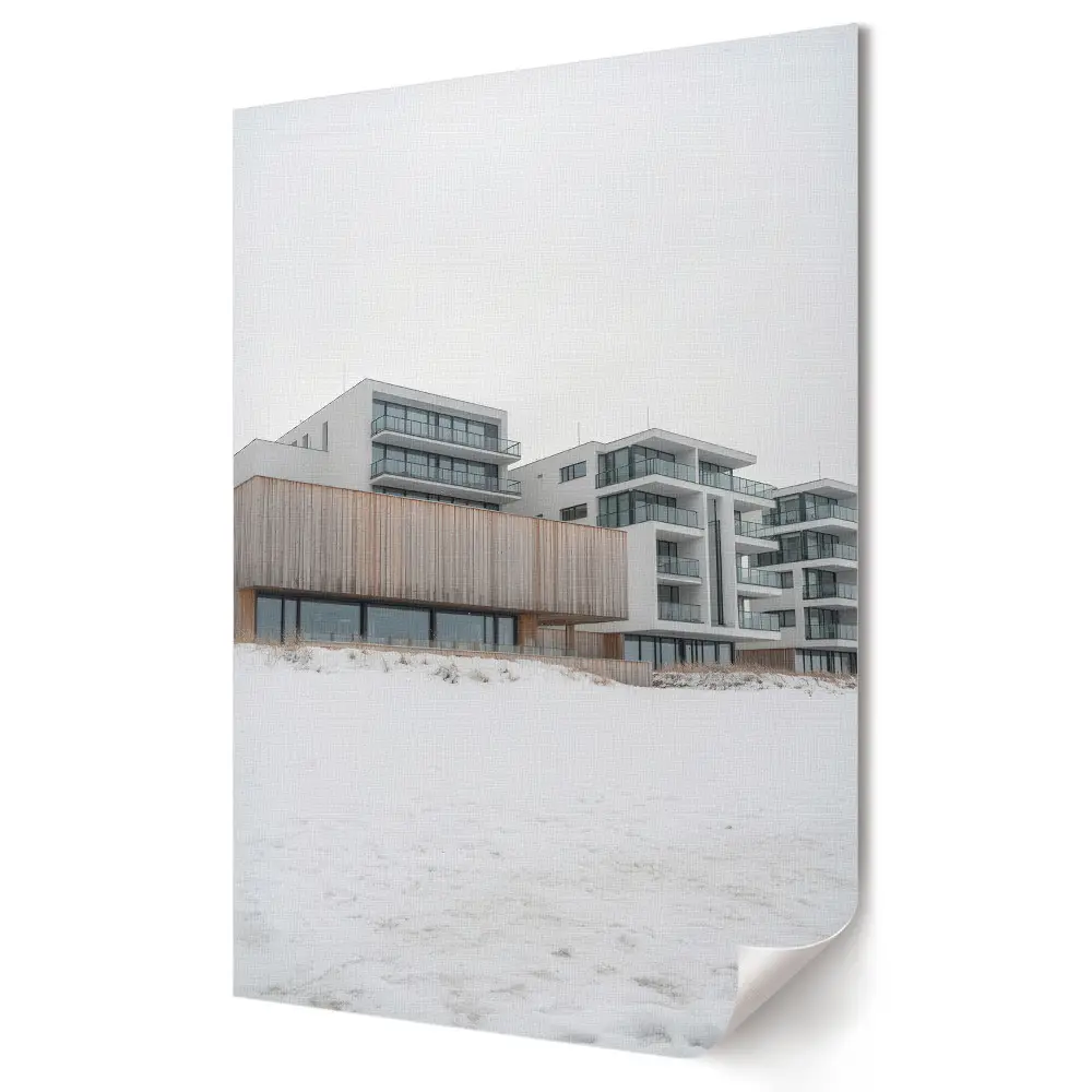 Stylowy plakat na ścianę Nowoczesna architektura w zimowym krajobrazie