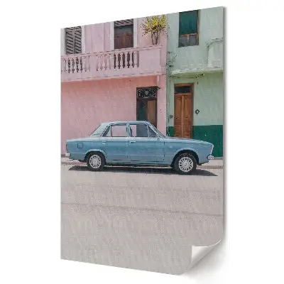 Plakat na materiale polycanvas Stylowe auto na kolorowej ulicy
