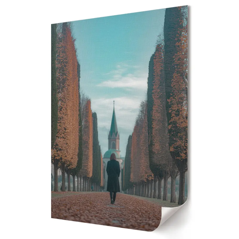 Stylowy plakat na ścianę Spacer wśród jesiennych alei
