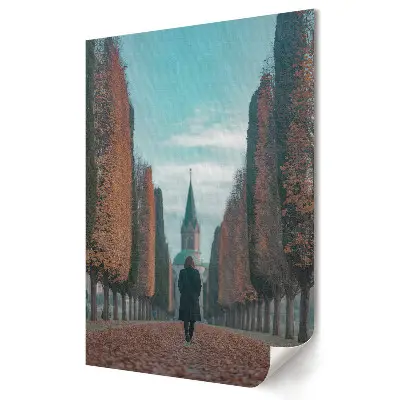 Stylowy plakat na ścianę Spacer wśród jesiennych alei