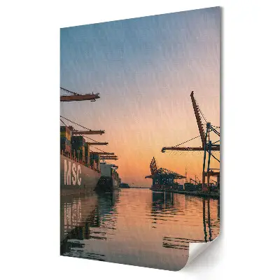 Plakat na materiale polycanvas Zachód słońca nad portem morskim