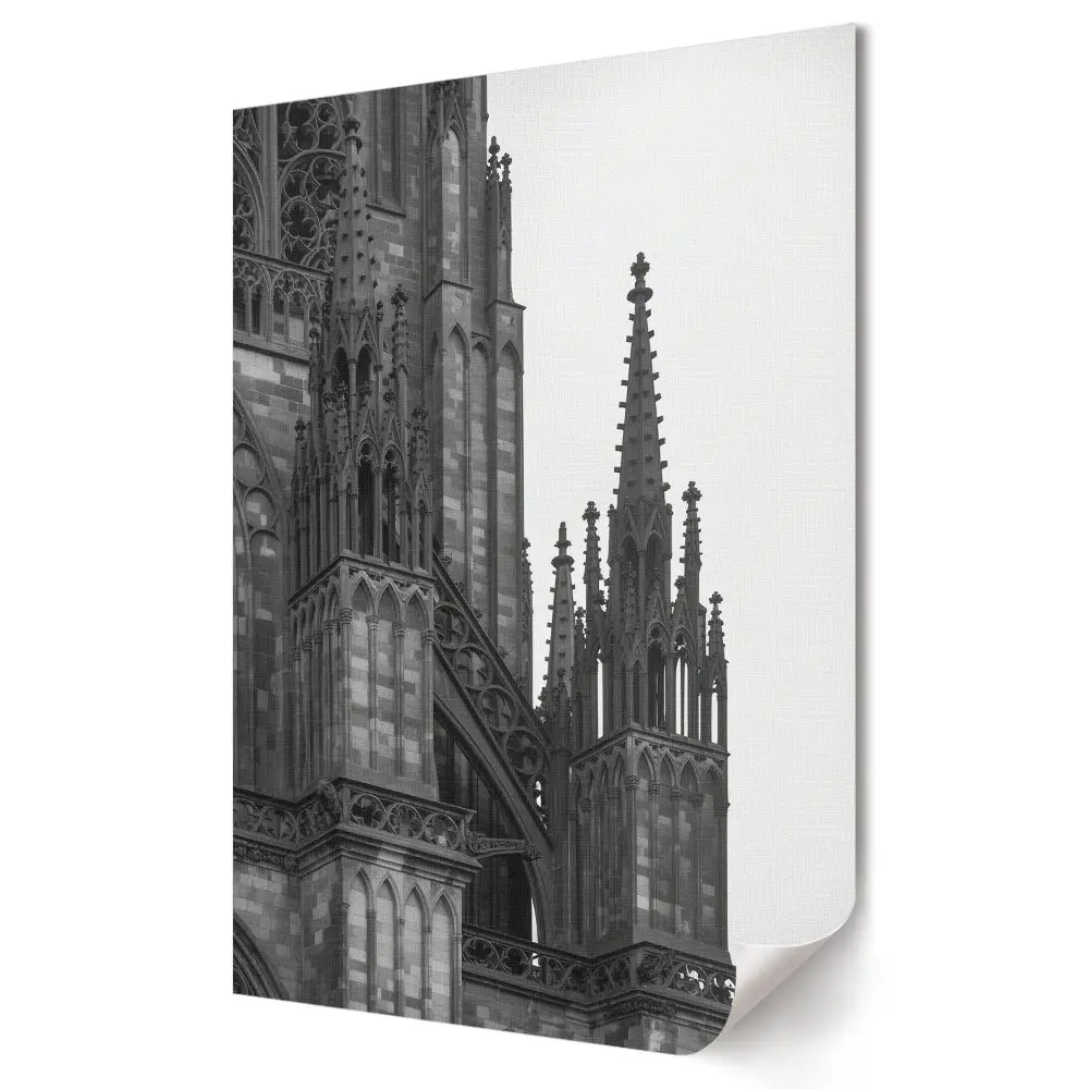 Plakat na materiale polycanvas Gotyckie Detale Katedry w Monochromie