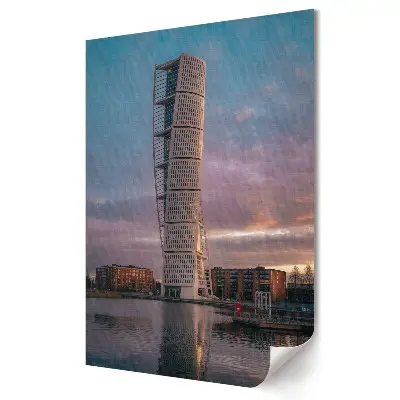 Nowoczesny plakat dekoracyjny przedstawiający nowoczesną architekturę nad wodą