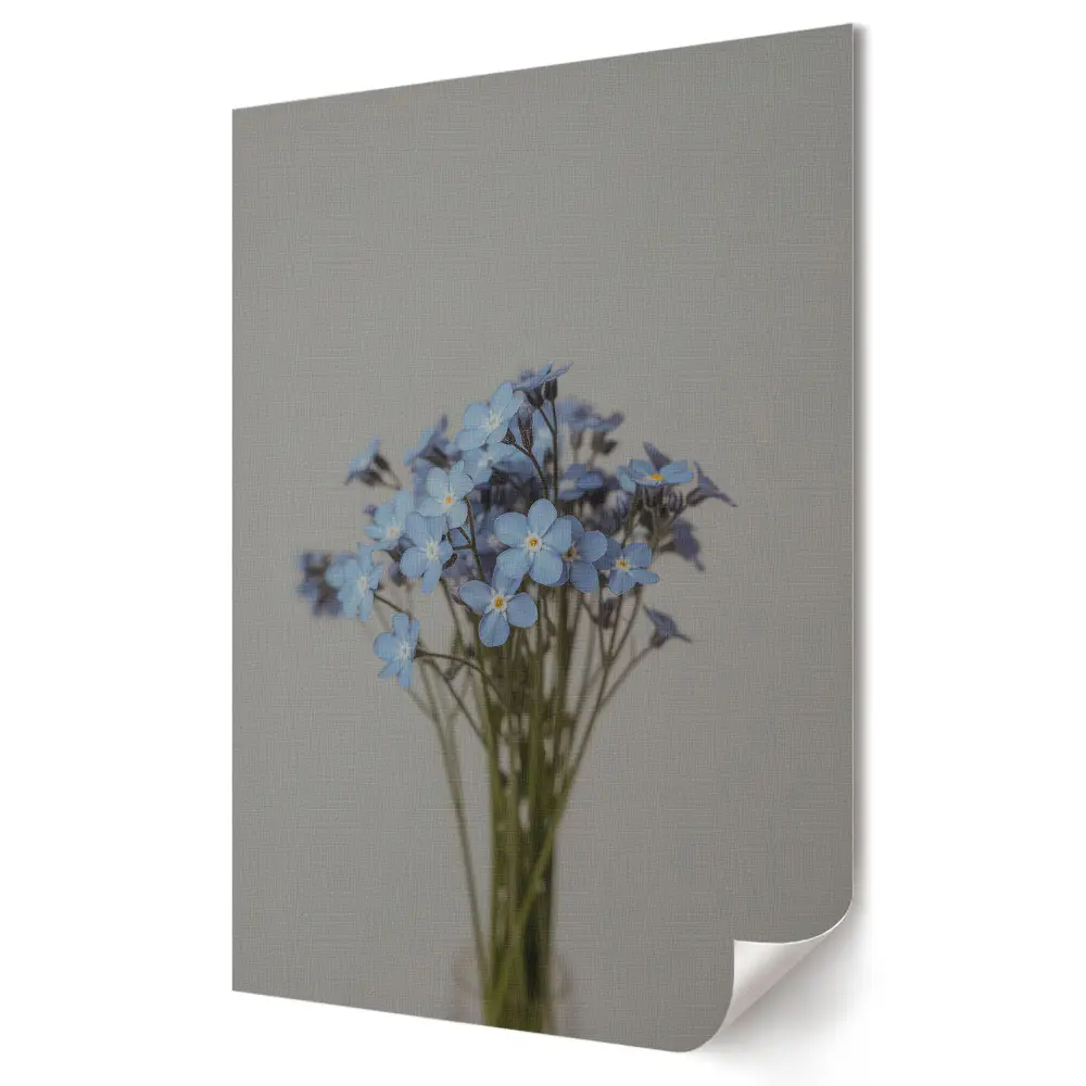Plakat na materiale polycanvas Delikatne niebieskie kwiaty w wazonie