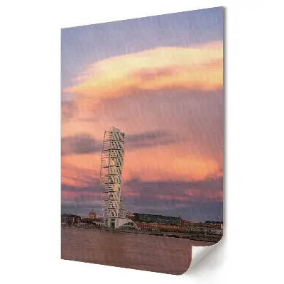 Stylowy plakat na ścianę Zachód słońca nad nowoczesną architekturą