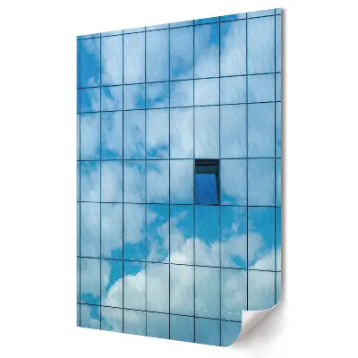 Plakat na materiale polycanvas Refleksje Chmur na Szklanej Fasadzie