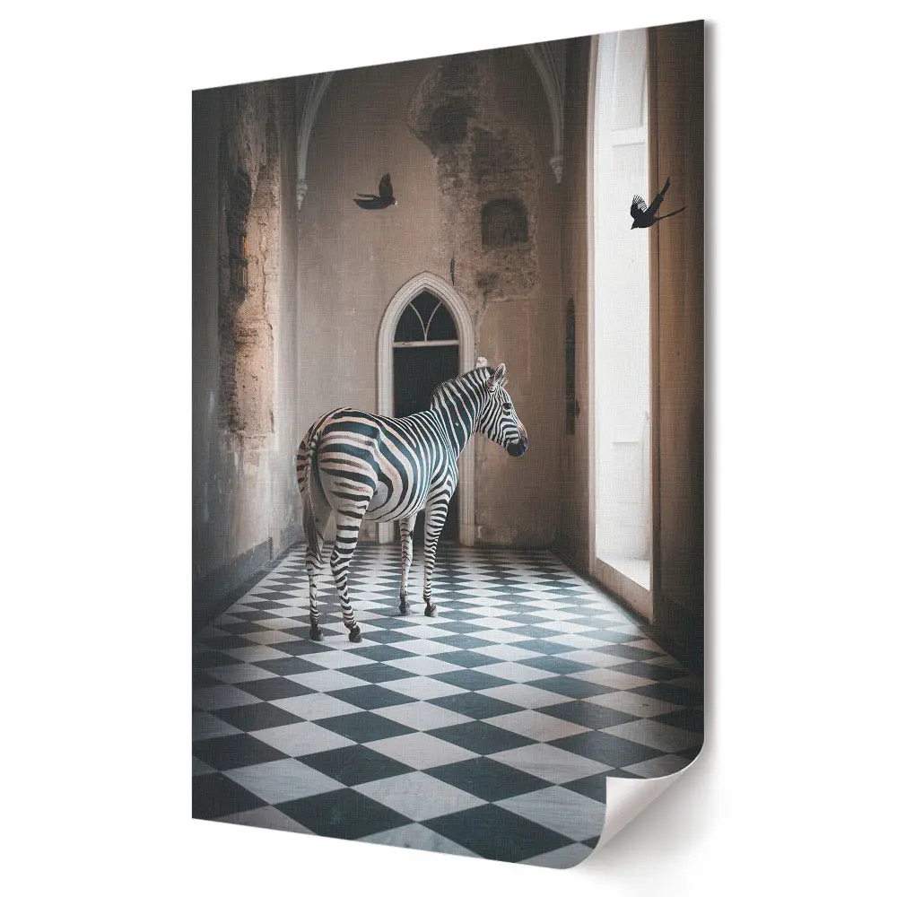 Plakat na materiale polycanvas Zebra w Tajemniczym Wnętrzu
