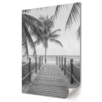 Stylowy plakat na ścianę Tajemnicza plaża w monochromatycznym stylu