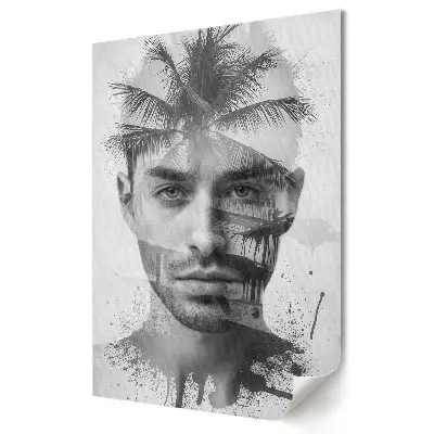 Nowoczesny plakat dekoracyjny Tajemniczy portret z palmami w tle