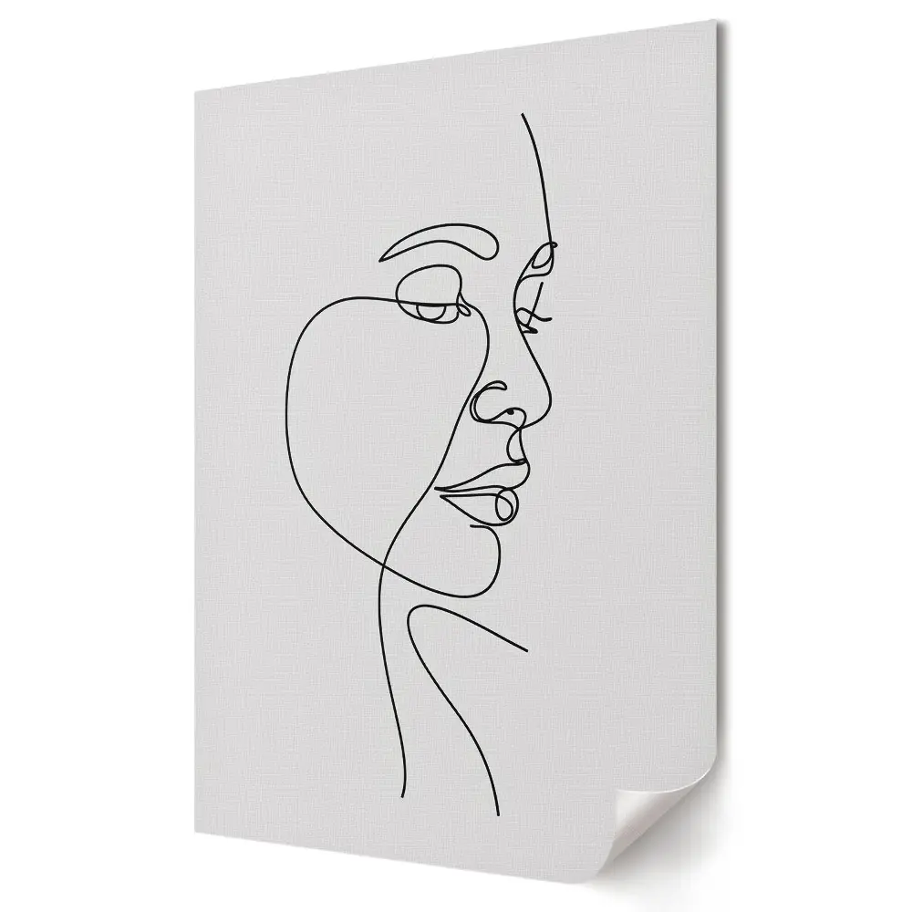 Minimalistyczny portret w linii ciągłej na materiale polycanvas