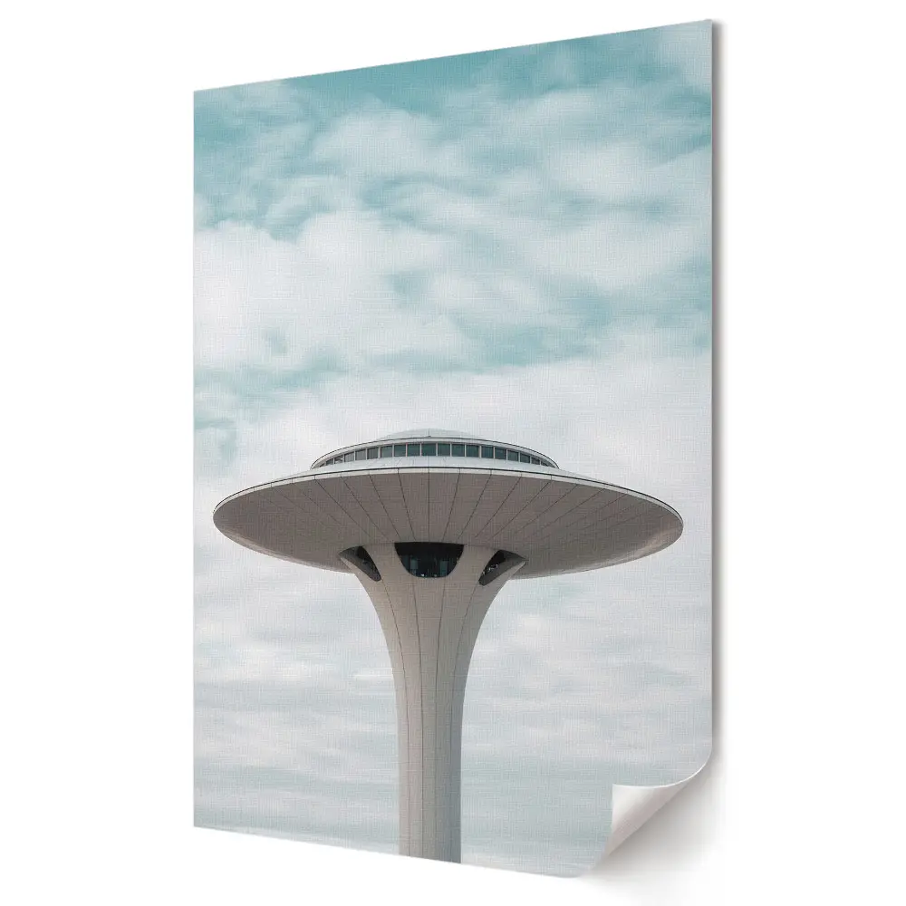 Nowoczesny plakat dekoracyjny Futurystyczna architektura w chmurach