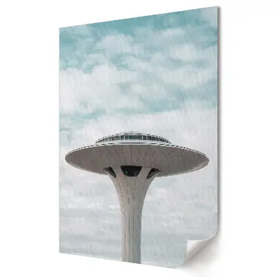 Nowoczesny plakat dekoracyjny Futurystyczna architektura w chmurach