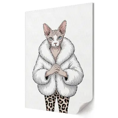 Plakat na materiale polycanvas Koty w modzie stylowy futrzak