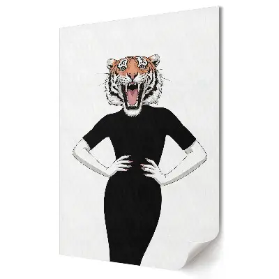 Plakat na materiale polycanvas Kobieta z głową tygrysa w modzie