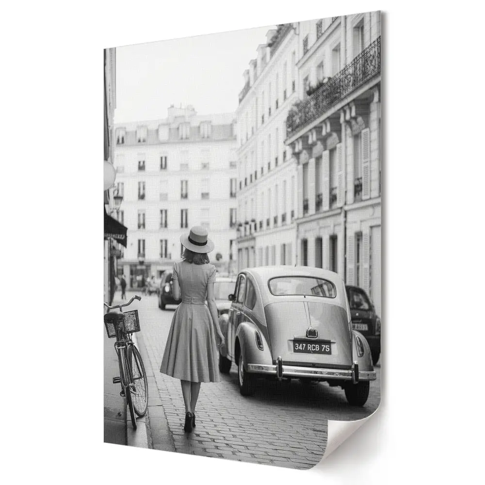 Stylowy plakat na ścianę Kobieta w stylu retro na ulicy