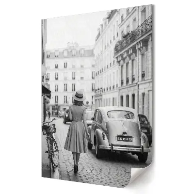 Stylowy plakat na ścianę Kobieta w stylu retro na ulicy