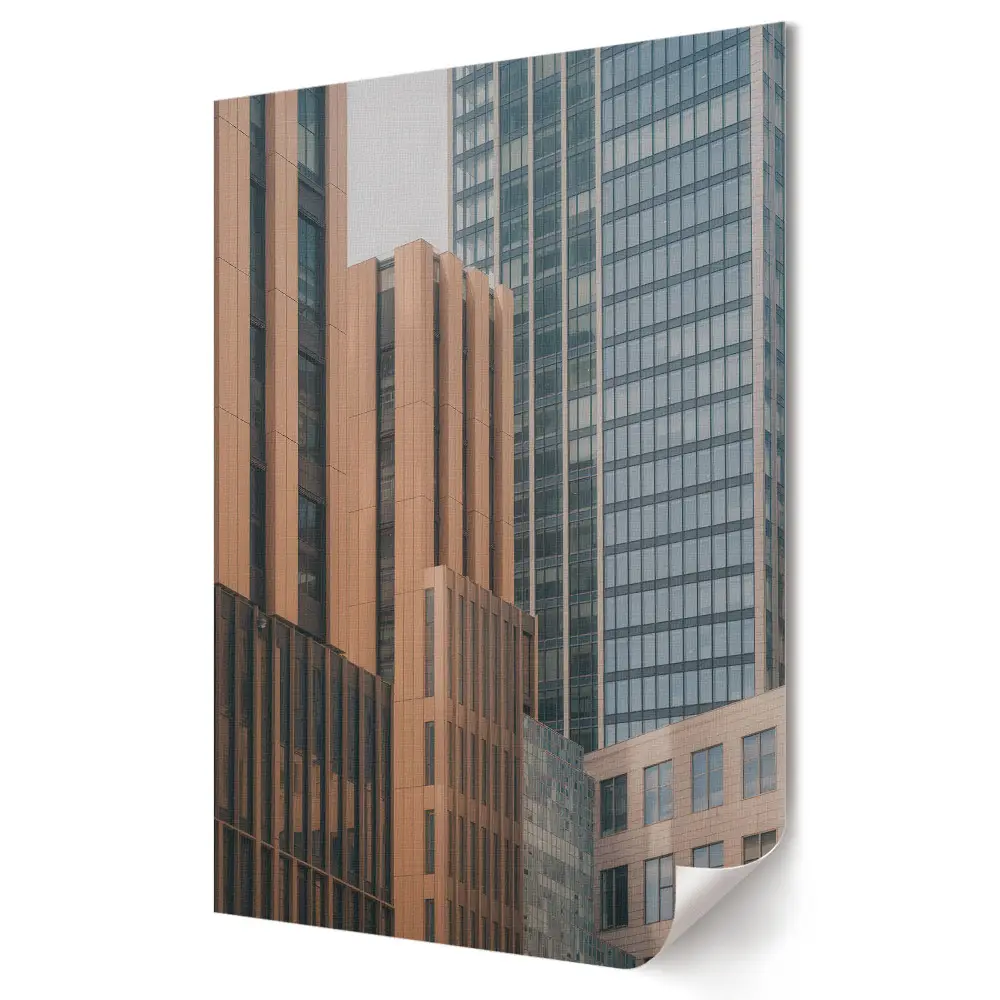 Nowoczesny plakat dekoracyjny przedstawiający architekturę w miejskim krajobrazie