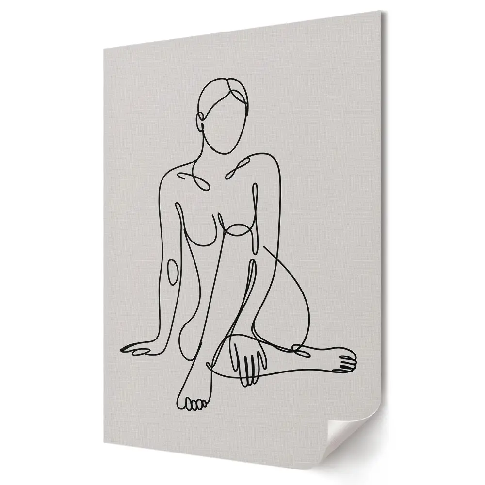 Stylowy plakat na ścianę z minimalistyczną kobiecą sylwetką liniową
