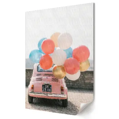 Plakat na materiale polycanvas Radosna podróż z balonami w tle