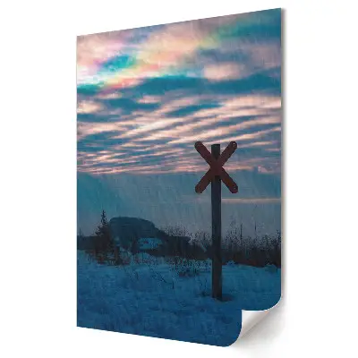 Plakat na materiale polycanvas Zimowy krajobraz pod kolorowym niebem