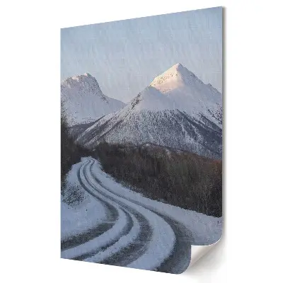 Plakat na materiale polycanvas Zimowy krajobraz górski o poranku