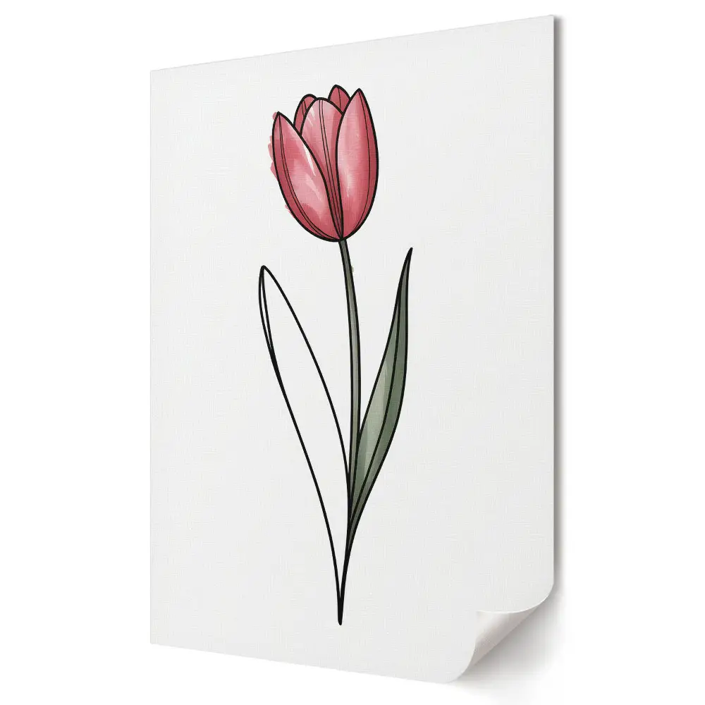 Nowoczesny plakat dekoracyjny Elegancki tulipan na białym tle