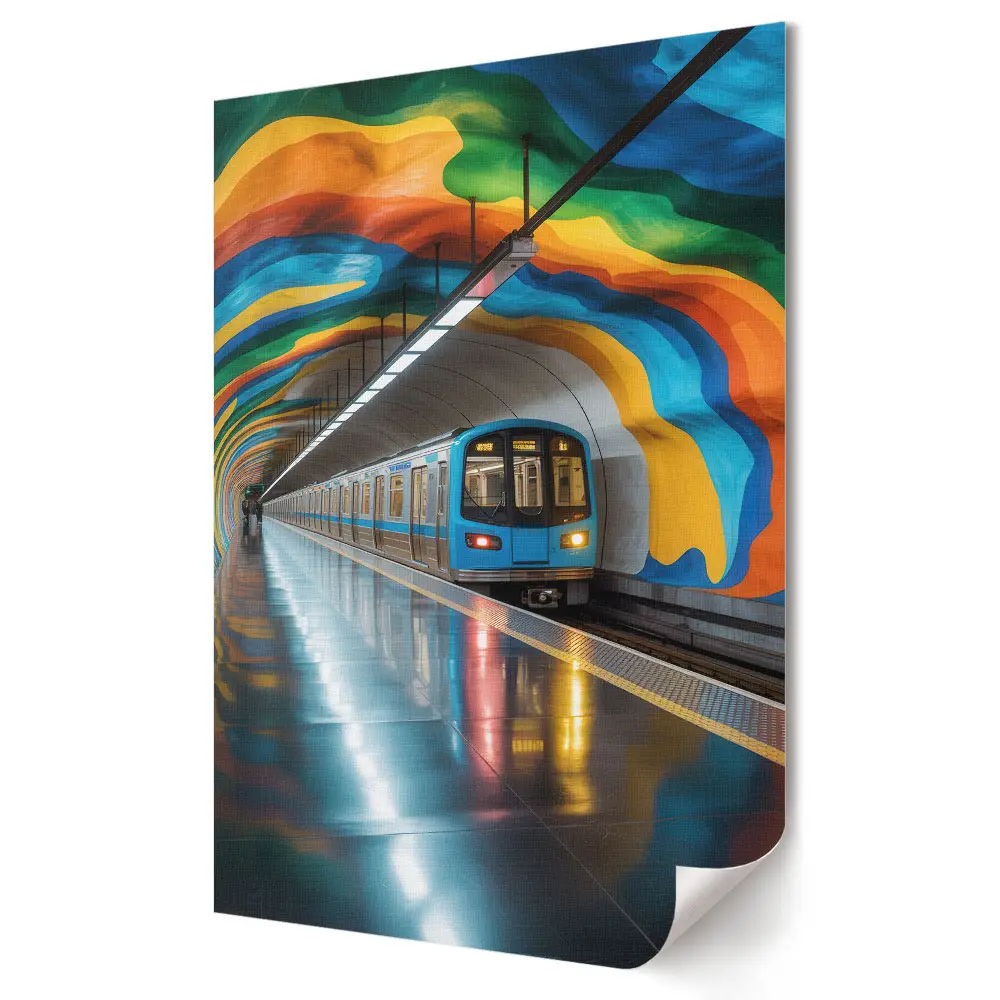 Grafika ścienna na płótnie Kolorowy tunel metra w mieście