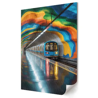 Grafika ścienna na płótnie Kolorowy tunel metra w mieście