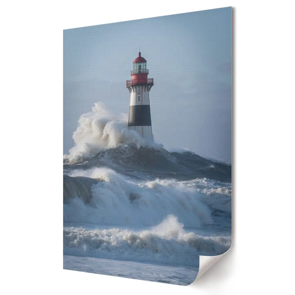 Plakat na materiale polycanvas Latarnia morska w burzliwym morzu