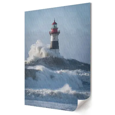 Plakat na materiale polycanvas Latarnia morska w burzliwym morzu