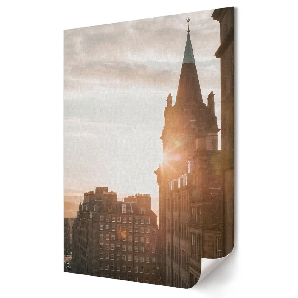 Plakat na materiale polycanvas Zachód słońca nad miejskim krajobrazem