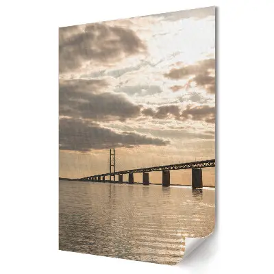 Plakat na materiale polycanvas Zachód słońca nad mostem