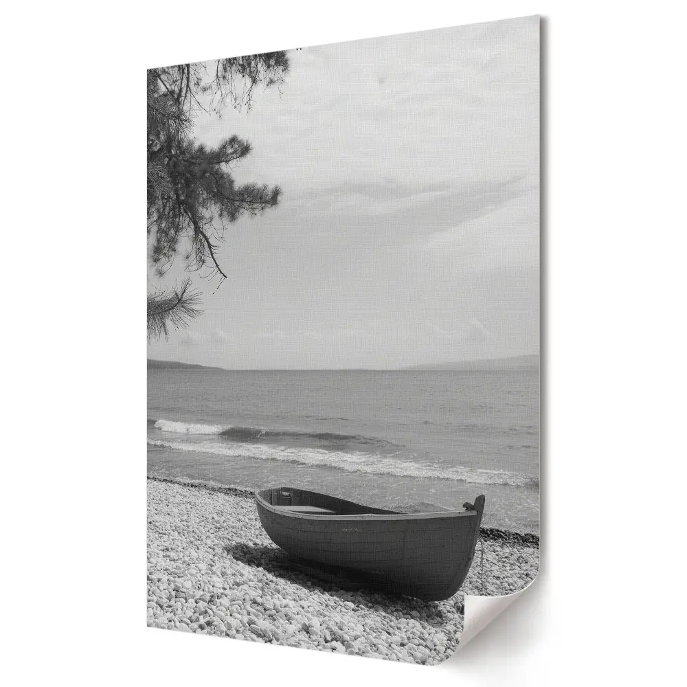 Nowoczesny plakat dekoracyjny Spokój nadmorskiego brzegu w monochromie