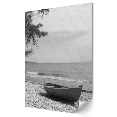 Nowoczesny plakat dekoracyjny Spokój nadmorskiego brzegu w monochromie