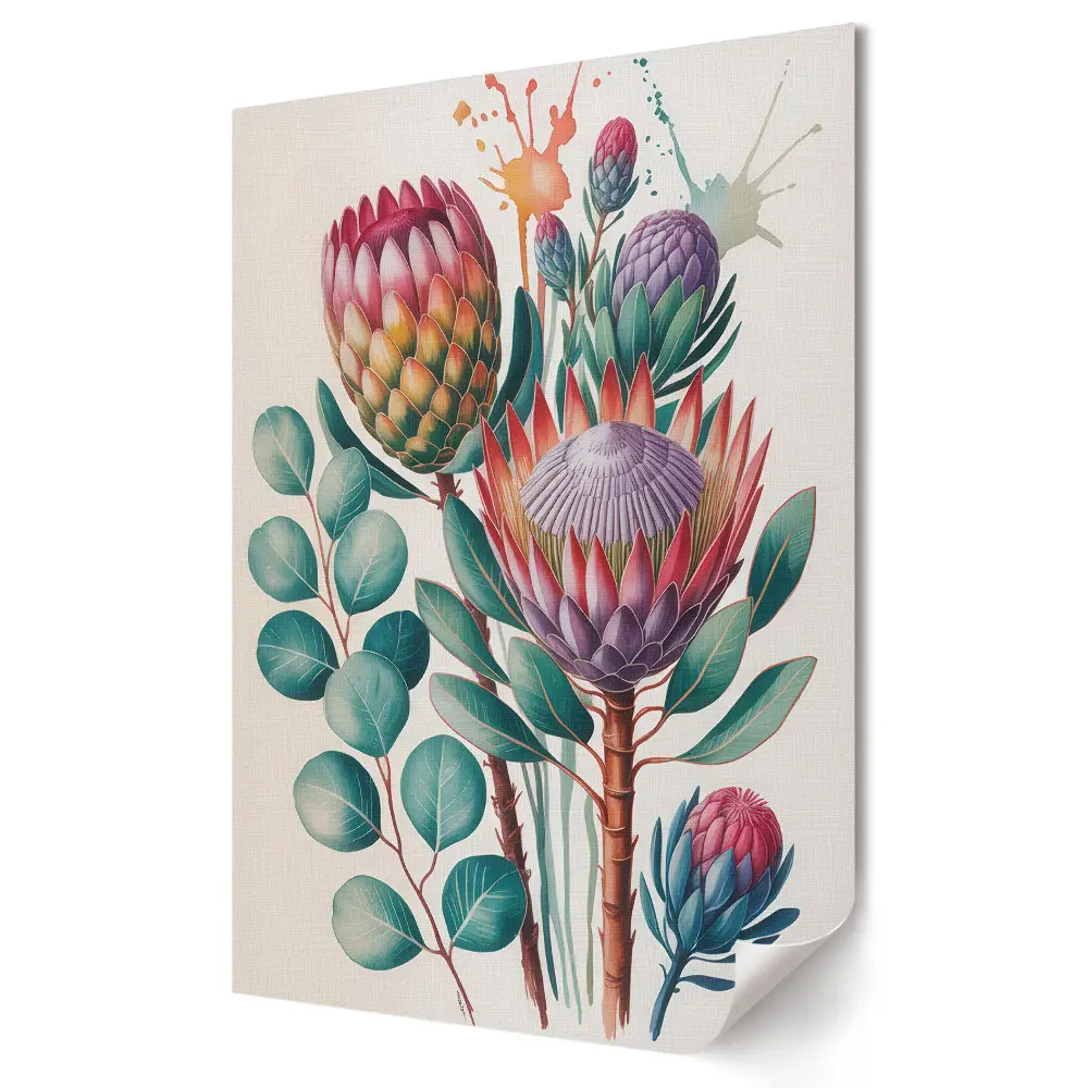 Plakat na materiale polycanvas Kolorowe kwiaty w artystycznym stylu