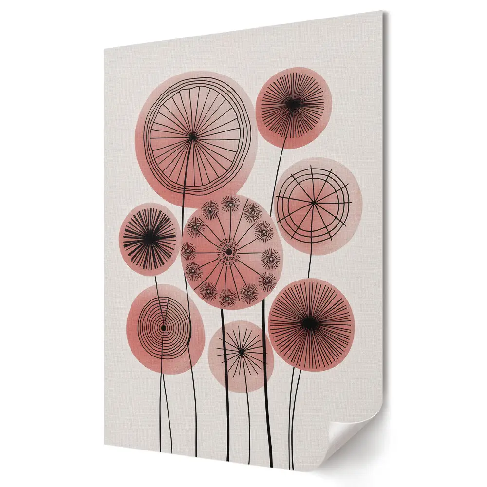 Plakat na materiale polycanvas Abstrakcyjne kwiaty w odcieniach różu