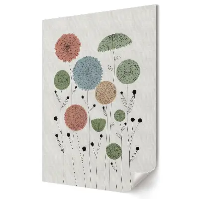 Plakat na materiale polycanvas z kwiatowym wzorem w pastelowych kolorach