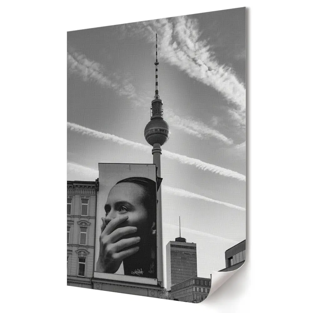 Stylowy czarno-biały plakat na ścianę z motywem Berlina